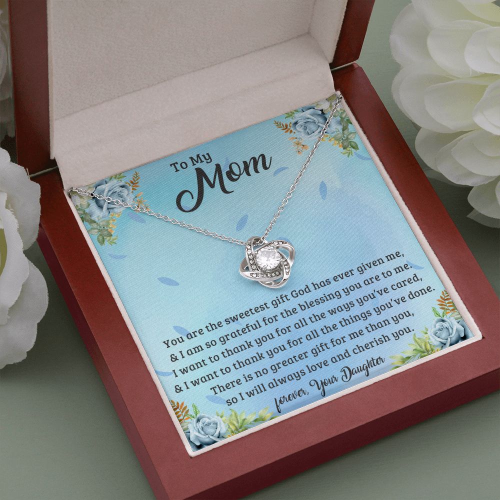 TO MY MOM LOVE KNOT NECKLACE FOR MOM, NECKLACE WITH MESSAGE CARD, BIRTHDAY, MOTHER'S DAY GIFT FOR HER