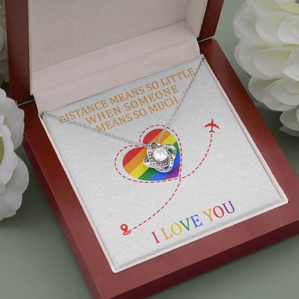 I LOVE YOU, LOVE KNOT NECKLACE FOR SOULMATE, FOR YOUR LGBTQ PARTNER, WITH MESSAGE CARD, PRIDE NECKLACE,