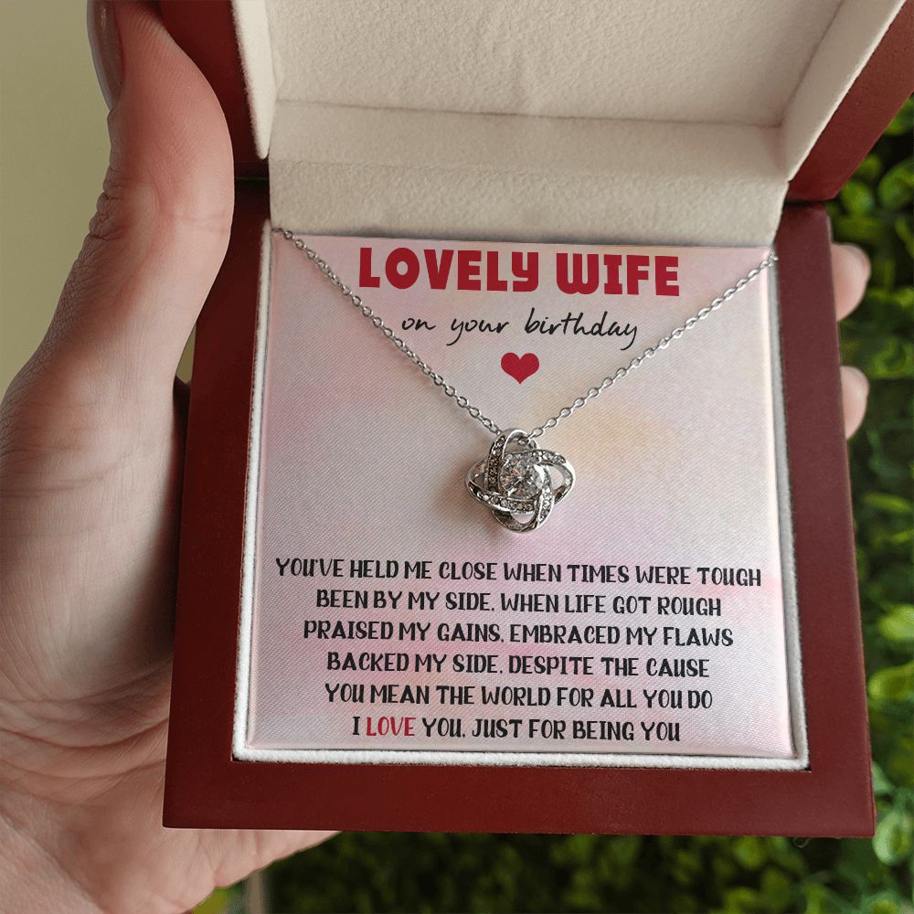 Lovely Wife On Your Birthday, Necklace For Wife With Message Card, Gift For Her