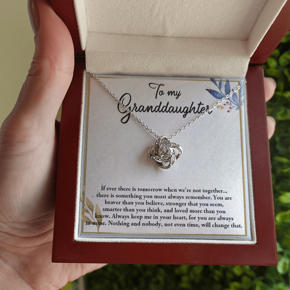 TO MY GRANDDAUGHTER, LOVE KNOT NECKLACE WITH MESSAGE CARD FOR GRANDDAUGHTER, BIRTHDAY GIFT FOR HER, FROM GRANDMA/GRANDPA