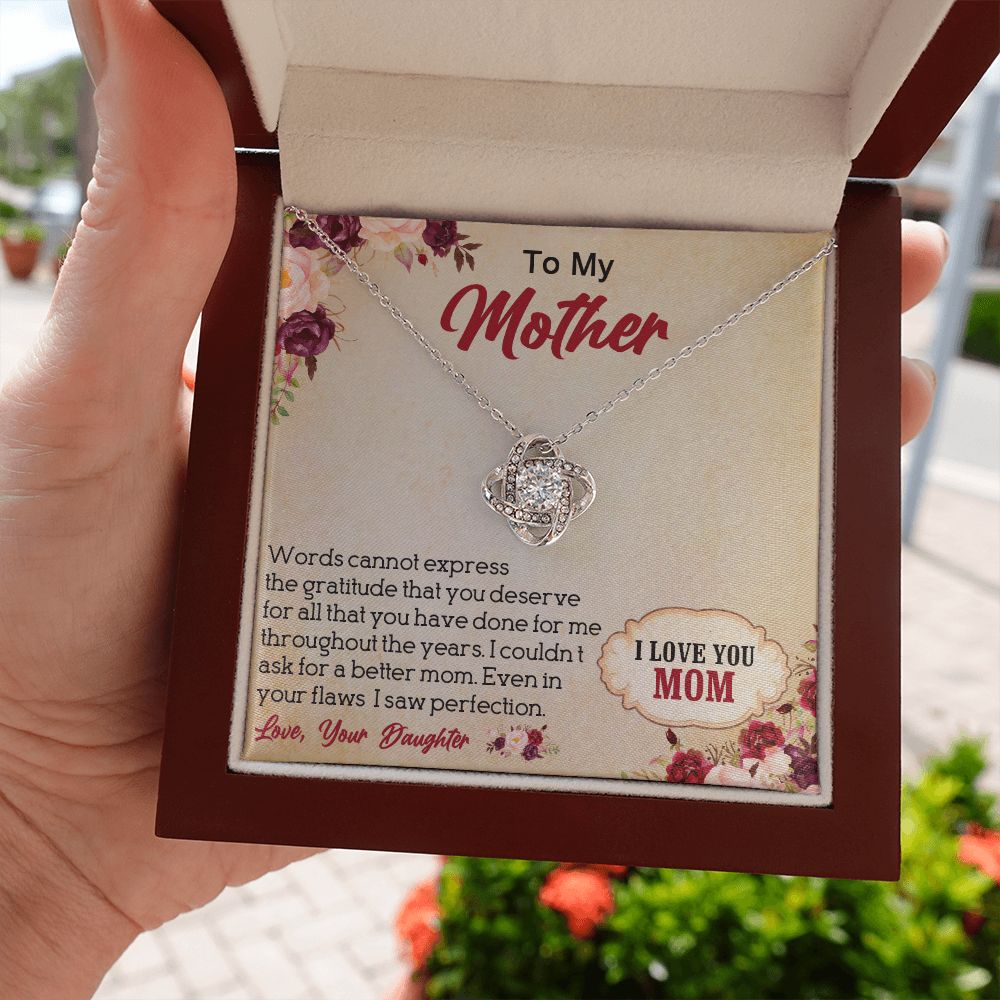 LOVE KNOT NECKLACE FOR MOM, NECKLACE WITH MESSAGE CARD, BIRTHDAY, MOTHER'S DAY GIFT FOR HER