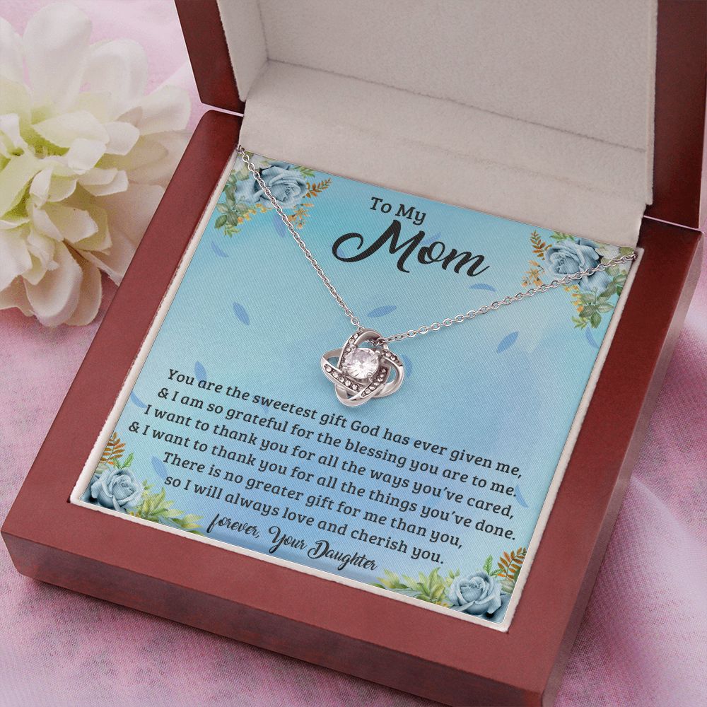 TO MY MOM LOVE KNOT NECKLACE FOR MOM, NECKLACE WITH MESSAGE CARD, BIRTHDAY, MOTHER'S DAY GIFT FOR HER