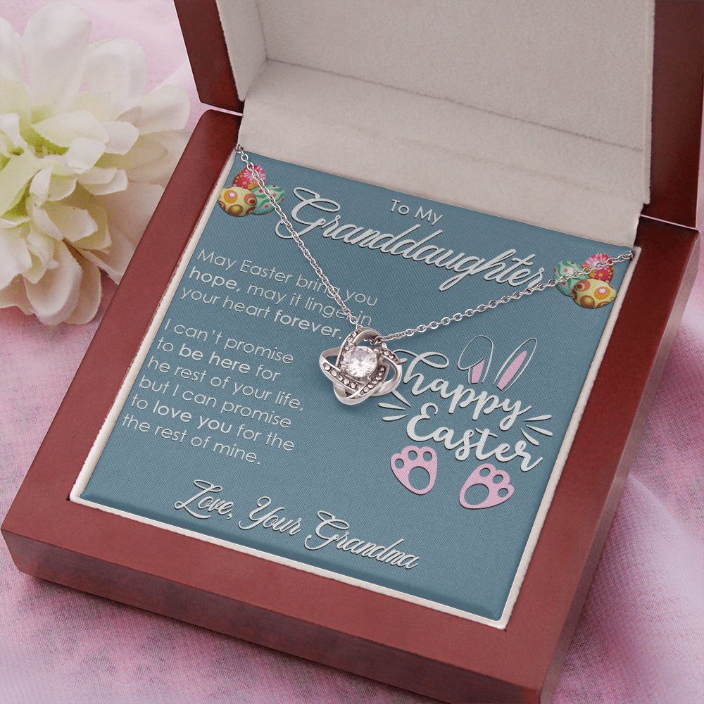 TO MY GRANDDAUGHTER, HAPPY EASTER, INTERLOCKING HEART NECKLACE WITH MESSAGE CARD, EASTER DAY GIFT FROM GRANDMOTHER