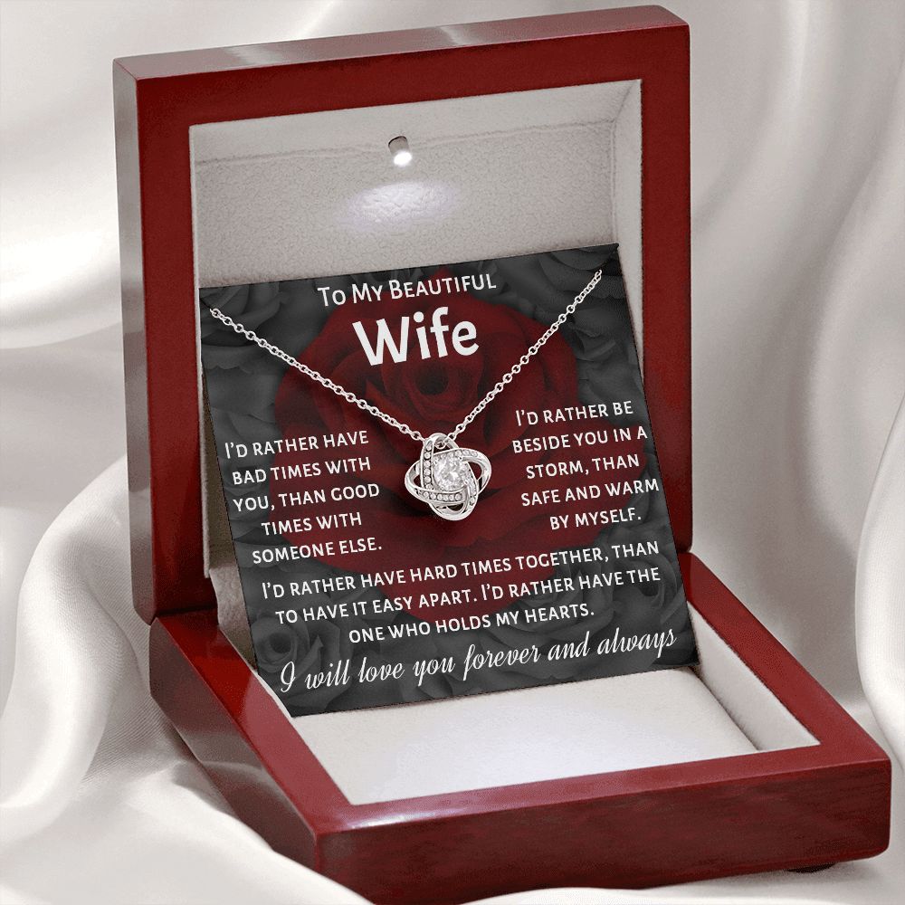 To My Beautiful Wife, I Will Love You Forever, Necklace For Wife With Message Card, Gift For Her
