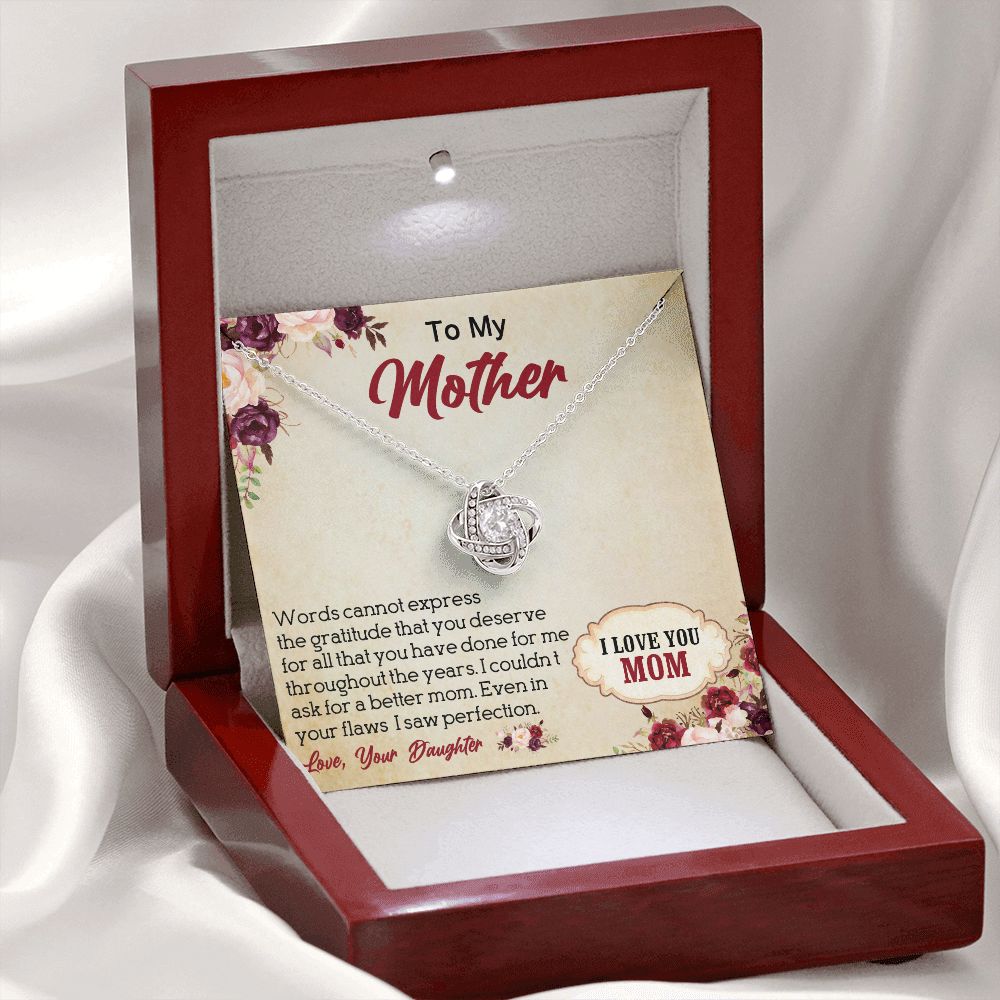 LOVE KNOT NECKLACE FOR MOM, NECKLACE WITH MESSAGE CARD, BIRTHDAY, MOTHER'S DAY GIFT FOR HER
