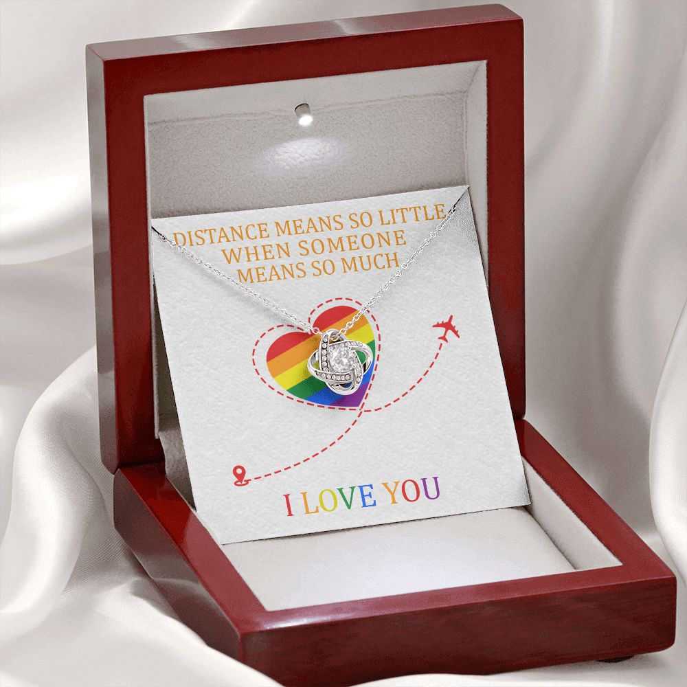 I LOVE YOU, LOVE KNOT NECKLACE FOR SOULMATE, FOR YOUR LGBTQ PARTNER, WITH MESSAGE CARD, PRIDE NECKLACE,