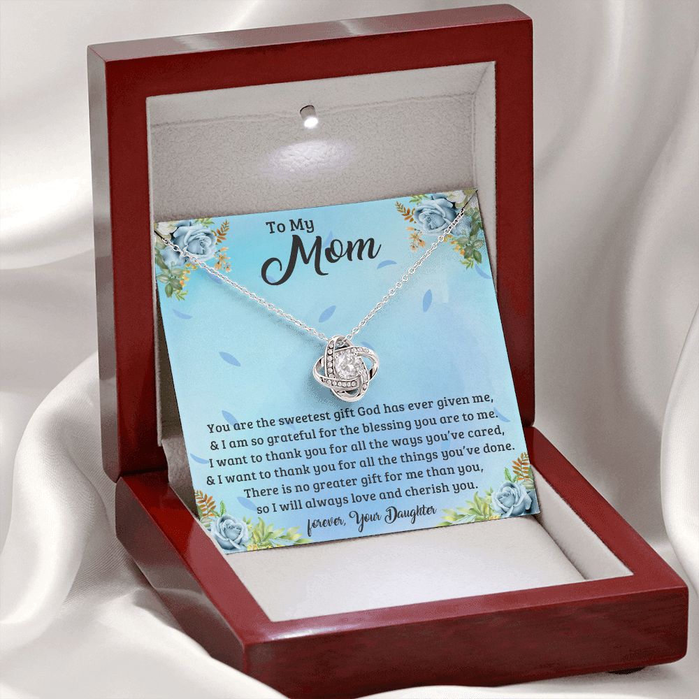 TO MY MOM LOVE KNOT NECKLACE FOR MOM, NECKLACE WITH MESSAGE CARD, BIRTHDAY, MOTHER'S DAY GIFT FOR HER