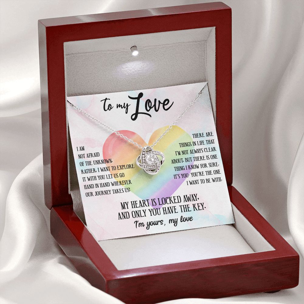 TO MY LOVE, LOVE KNOT NECKLACE FOR SOULMATE, FOR YOUR LGBTQ PARTNER, WITH MESSAGE CARD, PRIDE NECKLACE,