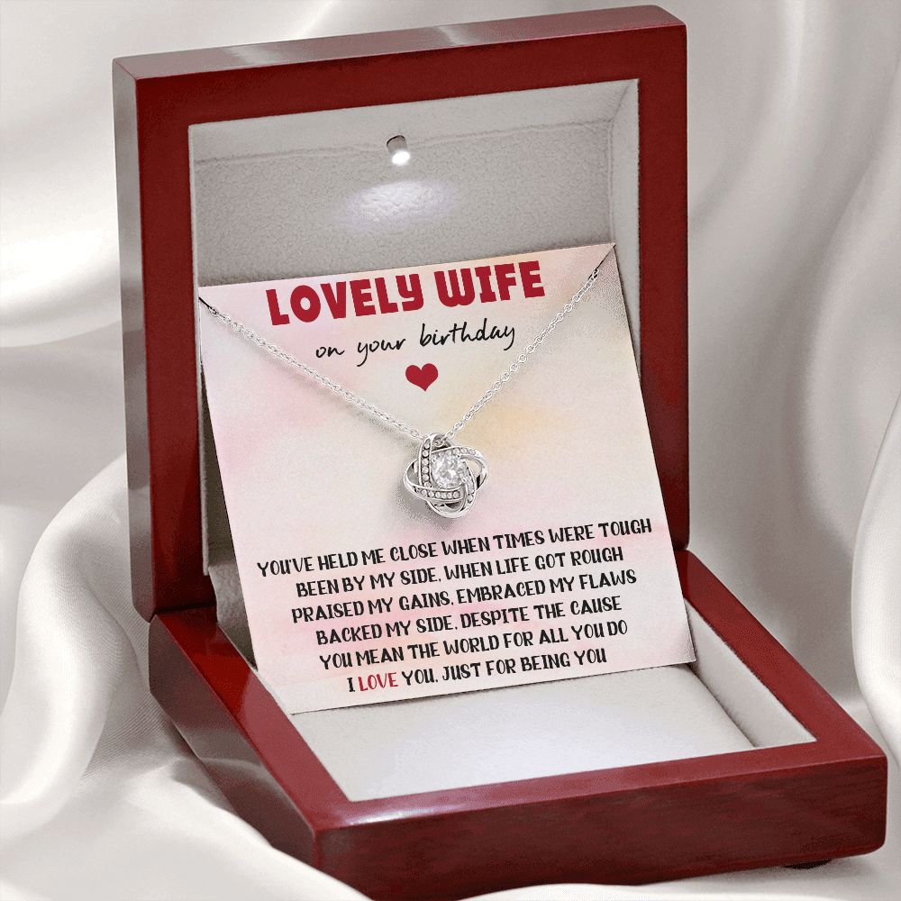 Lovely Wife On Your Birthday, Necklace For Wife With Message Card, Gift For Her