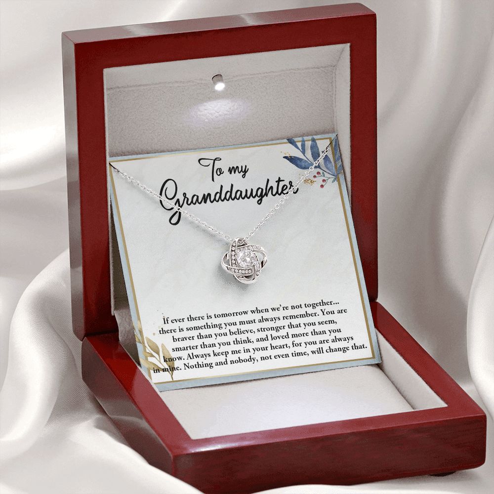TO MY GRANDDAUGHTER, LOVE KNOT NECKLACE WITH MESSAGE CARD FOR GRANDDAUGHTER, BIRTHDAY GIFT FOR HER, FROM GRANDMA/GRANDPA