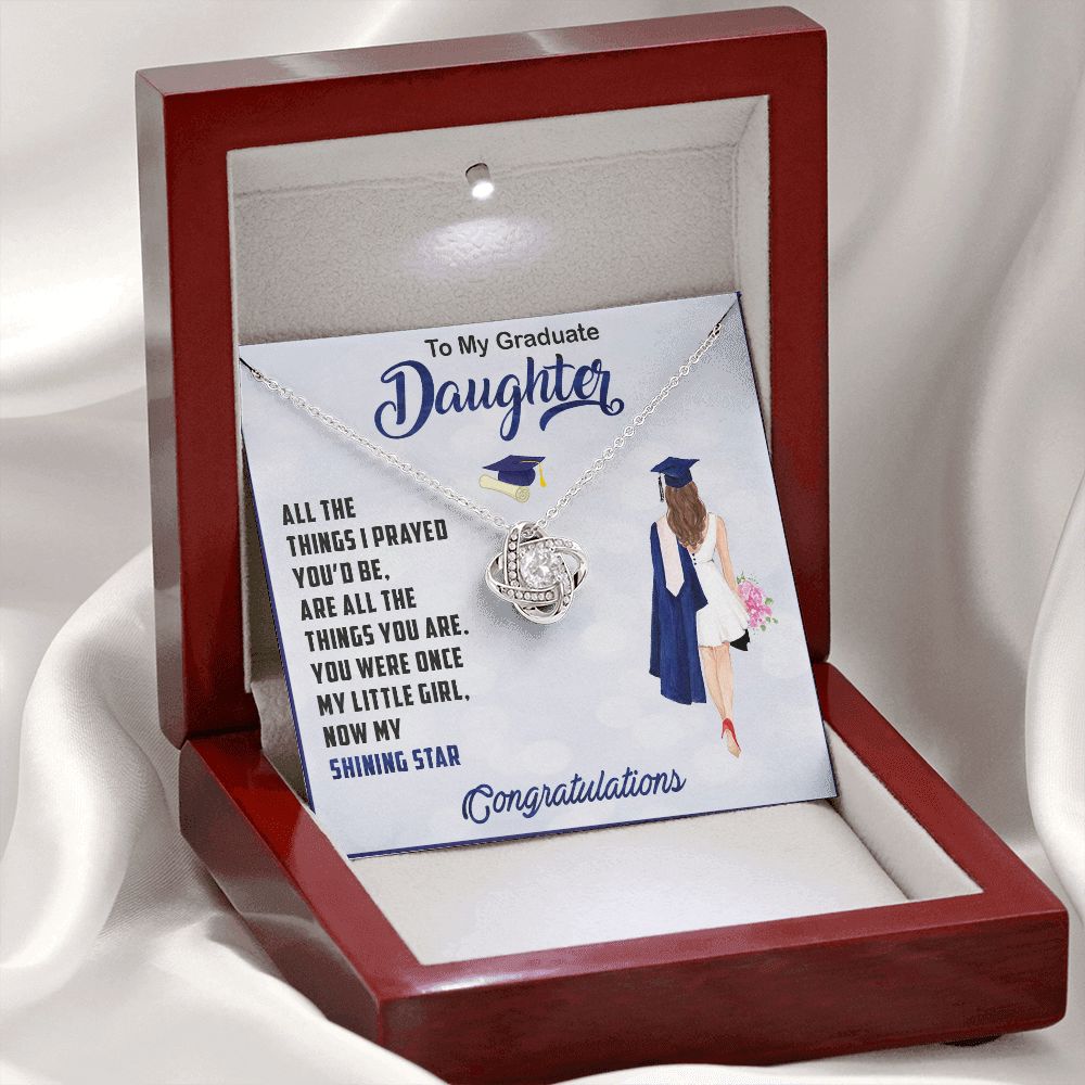 TO MY GRADUATE DAUGHTER, LOVE KNOT NECKLACE FOR DAUGHTER ON HER GRADUATION, FROM MOM/DAD, GRADUATION GIFT FOR HER