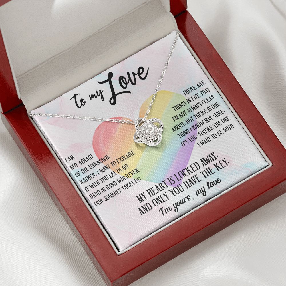 TO MY LOVE, LOVE KNOT NECKLACE FOR SOULMATE, FOR YOUR LGBTQ PARTNER, WITH MESSAGE CARD, PRIDE NECKLACE,