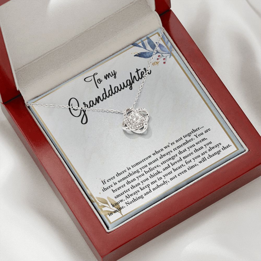TO MY GRANDDAUGHTER, LOVE KNOT NECKLACE WITH MESSAGE CARD FOR GRANDDAUGHTER, BIRTHDAY GIFT FOR HER, FROM GRANDMA/GRANDPA