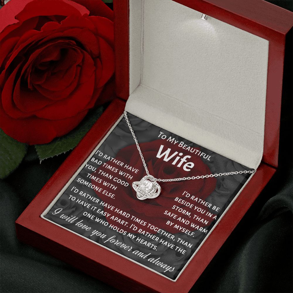 To My Beautiful Wife, I Will Love You Forever, Necklace For Wife With Message Card, Gift For Her