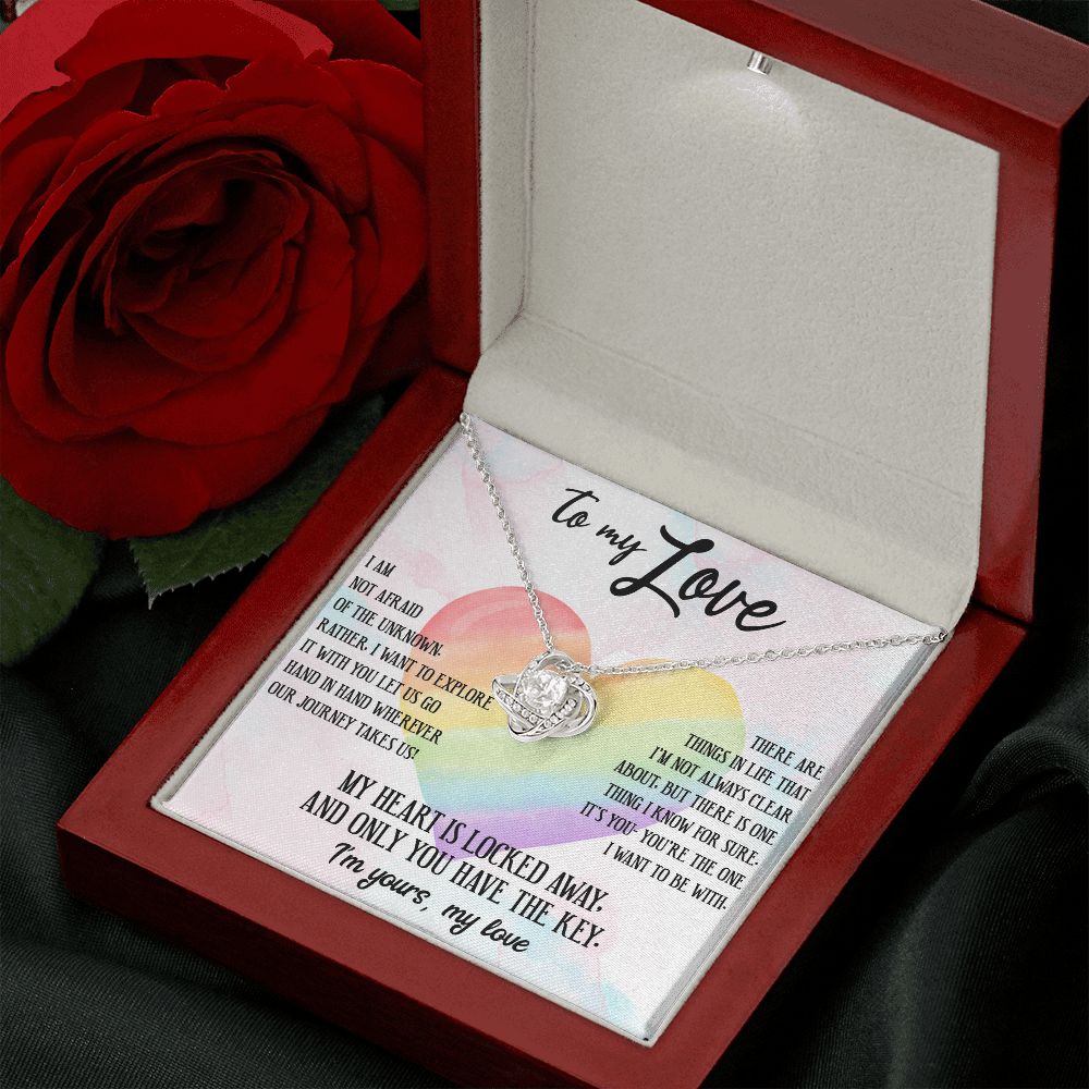 TO MY LOVE, LOVE KNOT NECKLACE FOR SOULMATE, FOR YOUR LGBTQ PARTNER, WITH MESSAGE CARD, PRIDE NECKLACE,