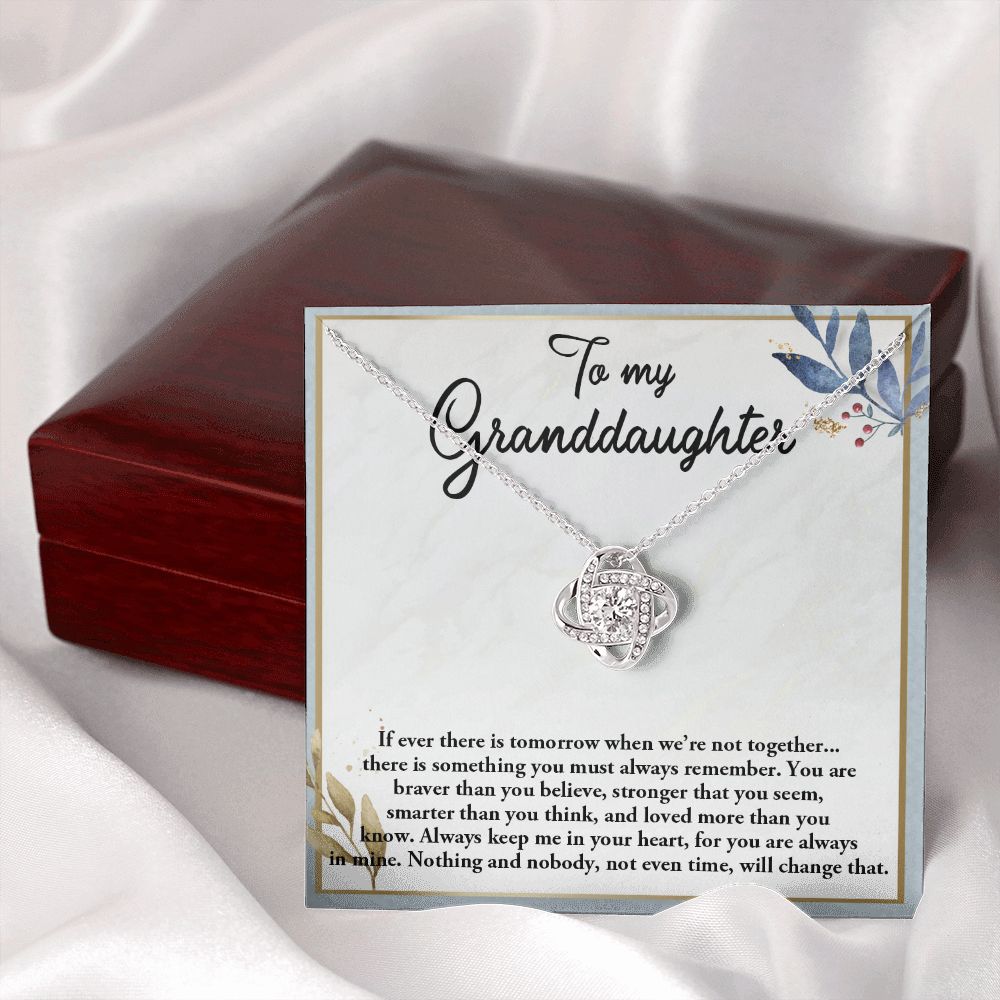 TO MY GRANDDAUGHTER, LOVE KNOT NECKLACE WITH MESSAGE CARD FOR GRANDDAUGHTER, BIRTHDAY GIFT FOR HER, FROM GRANDMA/GRANDPA