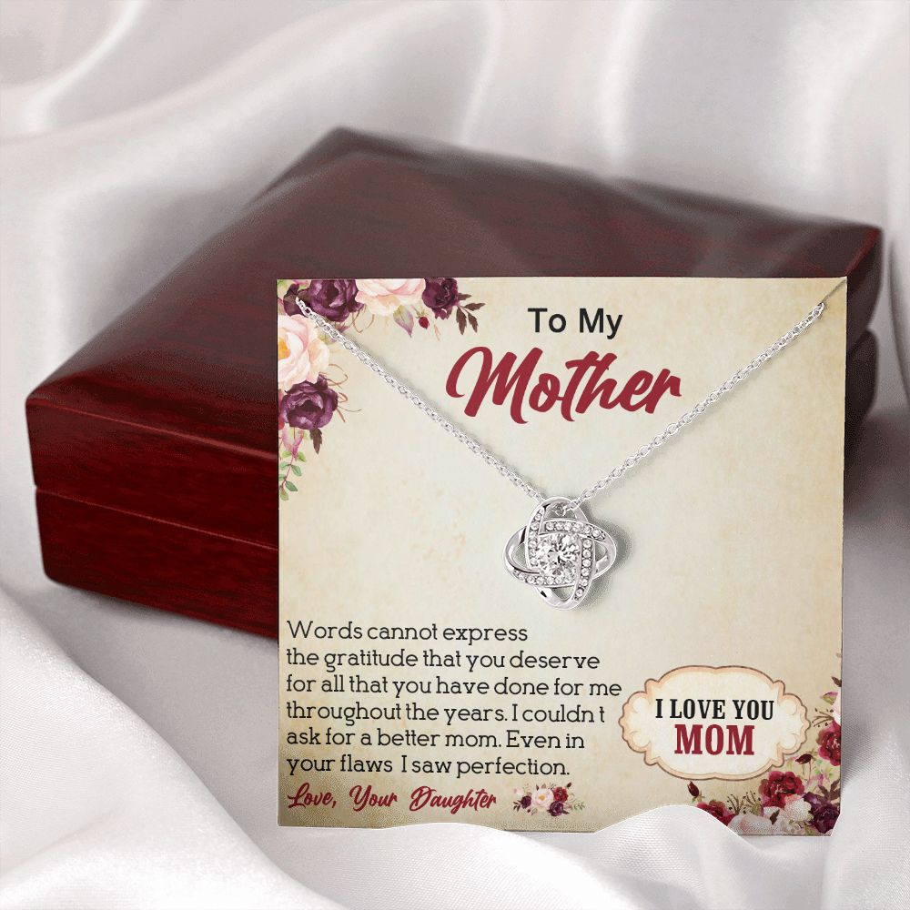 LOVE KNOT NECKLACE FOR MOM, NECKLACE WITH MESSAGE CARD, BIRTHDAY, MOTHER'S DAY GIFT FOR HER