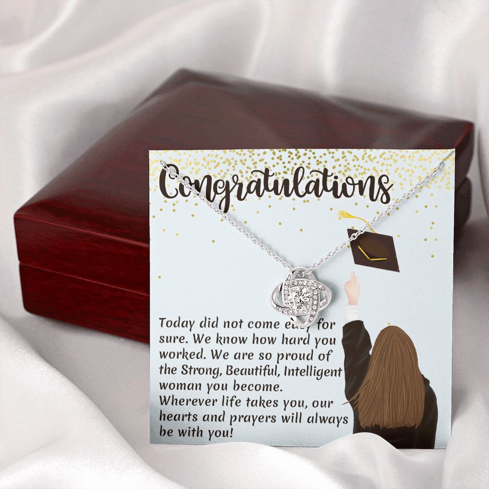 CONGRATULATION, LOVE KNOT NECKLACE FOR GRADUATION, CONGRATULATION GIFT FOR DAUGHTER/GRANDDAUGHTER/SISTER, GRADUATION GIFT FOR HER