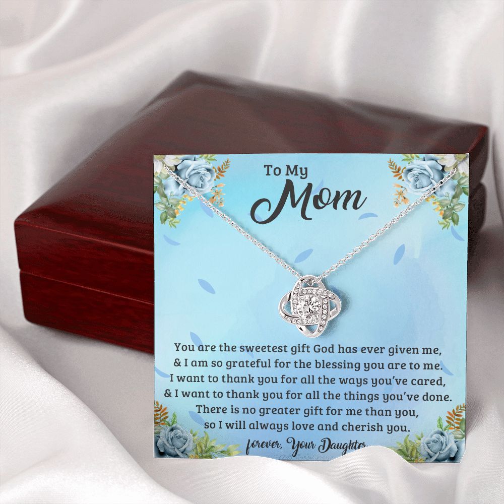 TO MY MOM LOVE KNOT NECKLACE FOR MOM, NECKLACE WITH MESSAGE CARD, BIRTHDAY, MOTHER'S DAY GIFT FOR HER