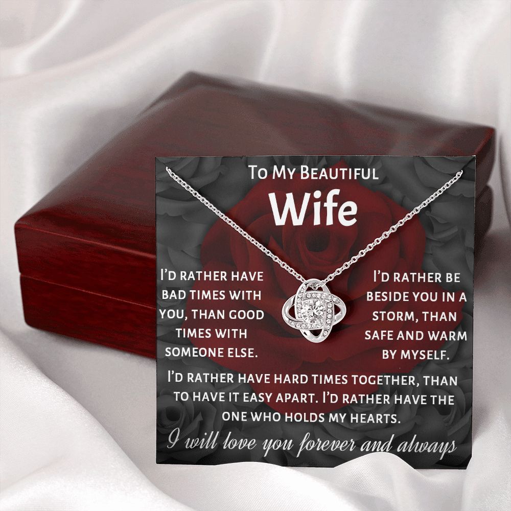 To My Beautiful Wife, I Will Love You Forever, Necklace For Wife With Message Card, Gift For Her