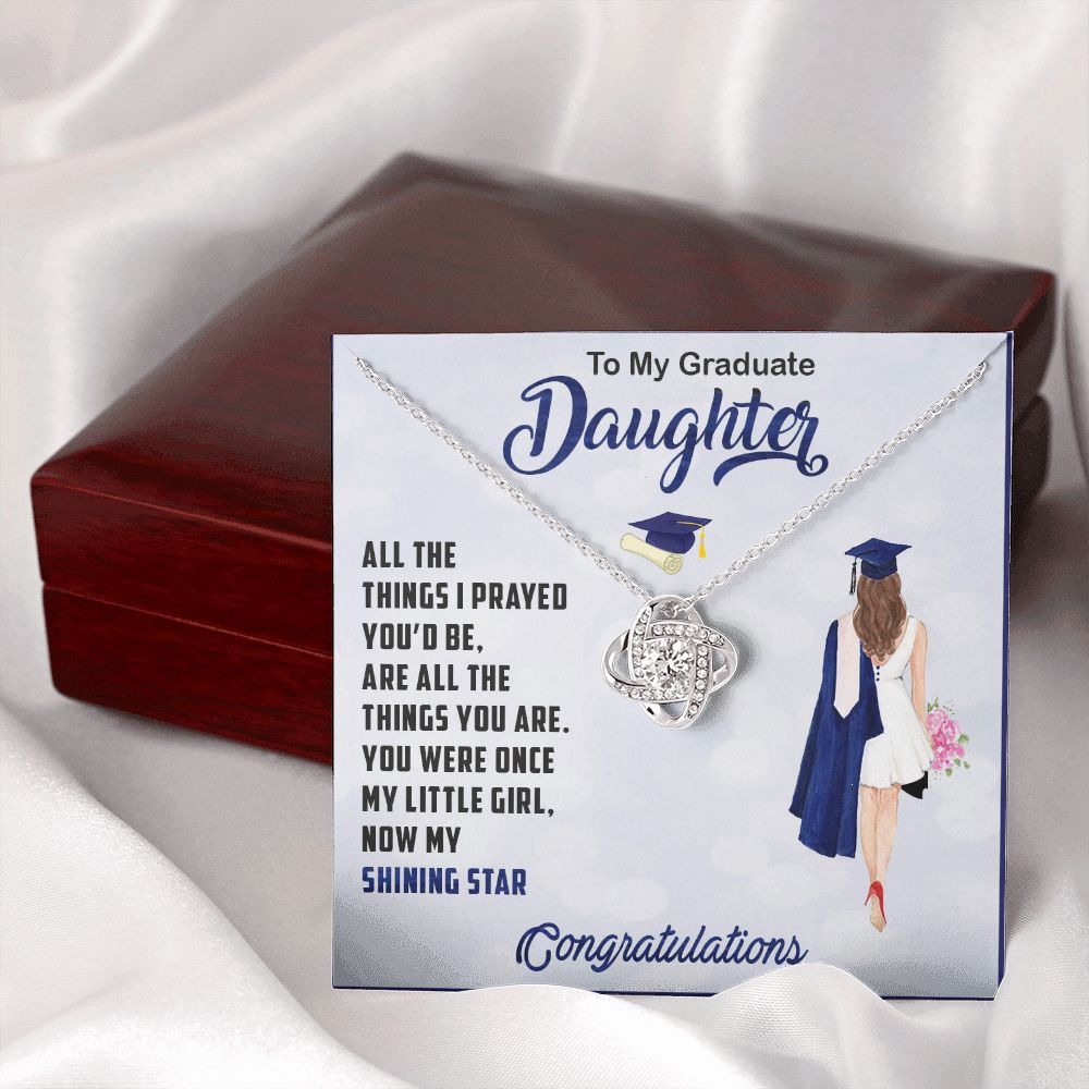 TO MY GRADUATE DAUGHTER, LOVE KNOT NECKLACE FOR DAUGHTER ON HER GRADUATION, FROM MOM/DAD, GRADUATION GIFT FOR HER