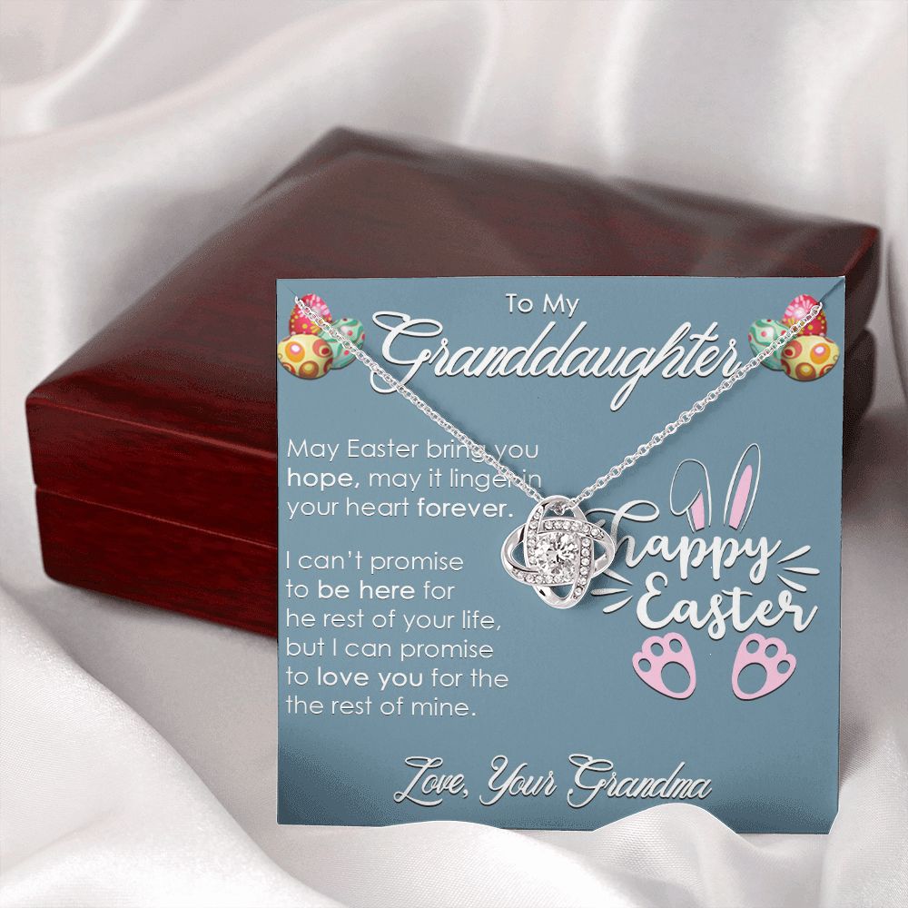 TO MY GRANDDAUGHTER, HAPPY EASTER, INTERLOCKING HEART NECKLACE WITH MESSAGE CARD, EASTER DAY GIFT FROM GRANDMOTHER