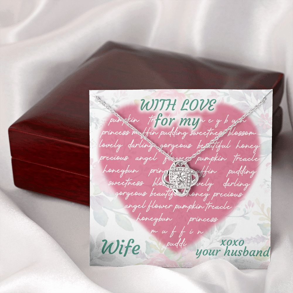 Love Knot Necklace, For My Wife, Necklace With Message Card, Birthday Gift For Her