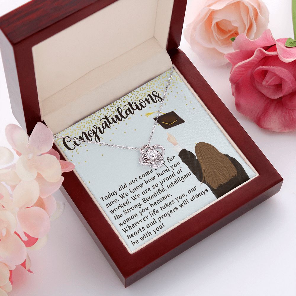 CONGRATULATION, LOVE KNOT NECKLACE FOR GRADUATION, CONGRATULATION GIFT FOR DAUGHTER/GRANDDAUGHTER/SISTER, GRADUATION GIFT FOR HER