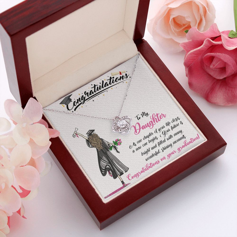 CONGRATULATIONS TO MY DAUGHTER, LOVE KNOT NECKLACE FOR DAUGHTER ON HER GRADUATION, FROM MOM/DAD, GRADUATION GIFT FOR HER