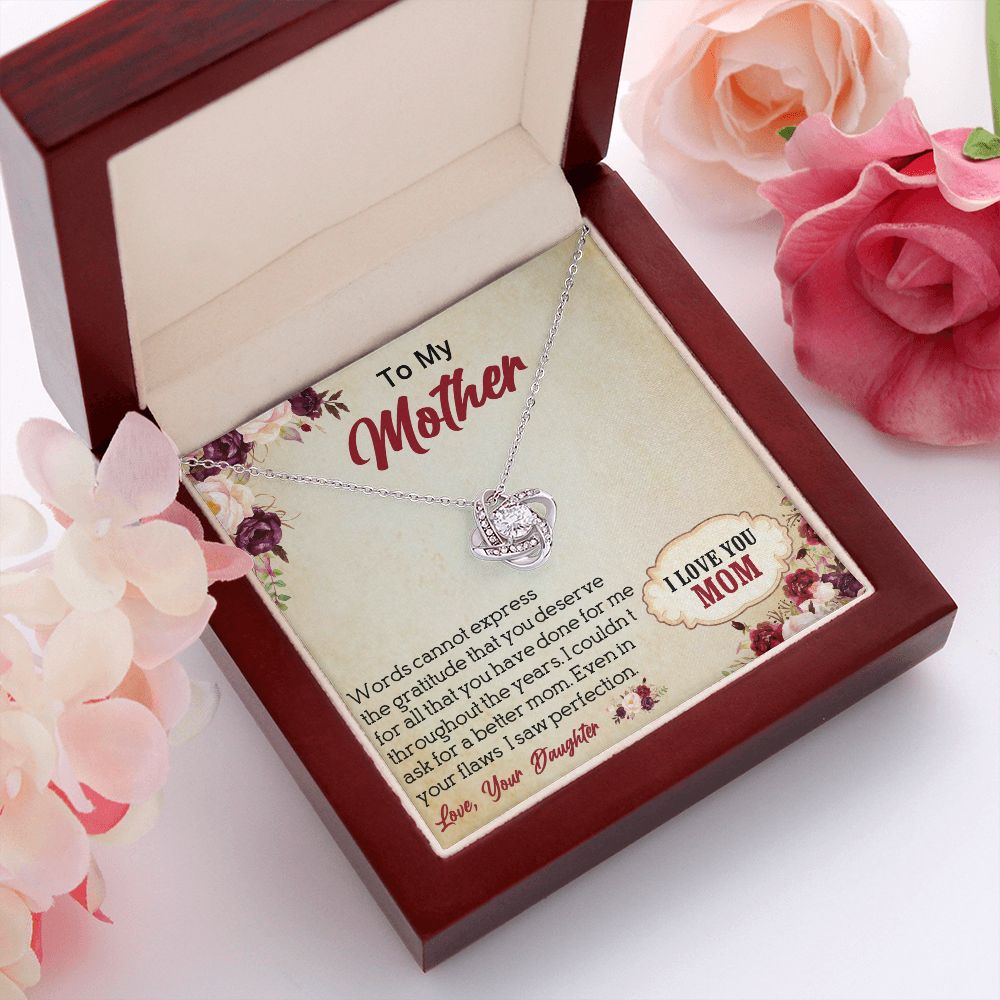 LOVE KNOT NECKLACE FOR MOM, NECKLACE WITH MESSAGE CARD, BIRTHDAY, MOTHER'S DAY GIFT FOR HER