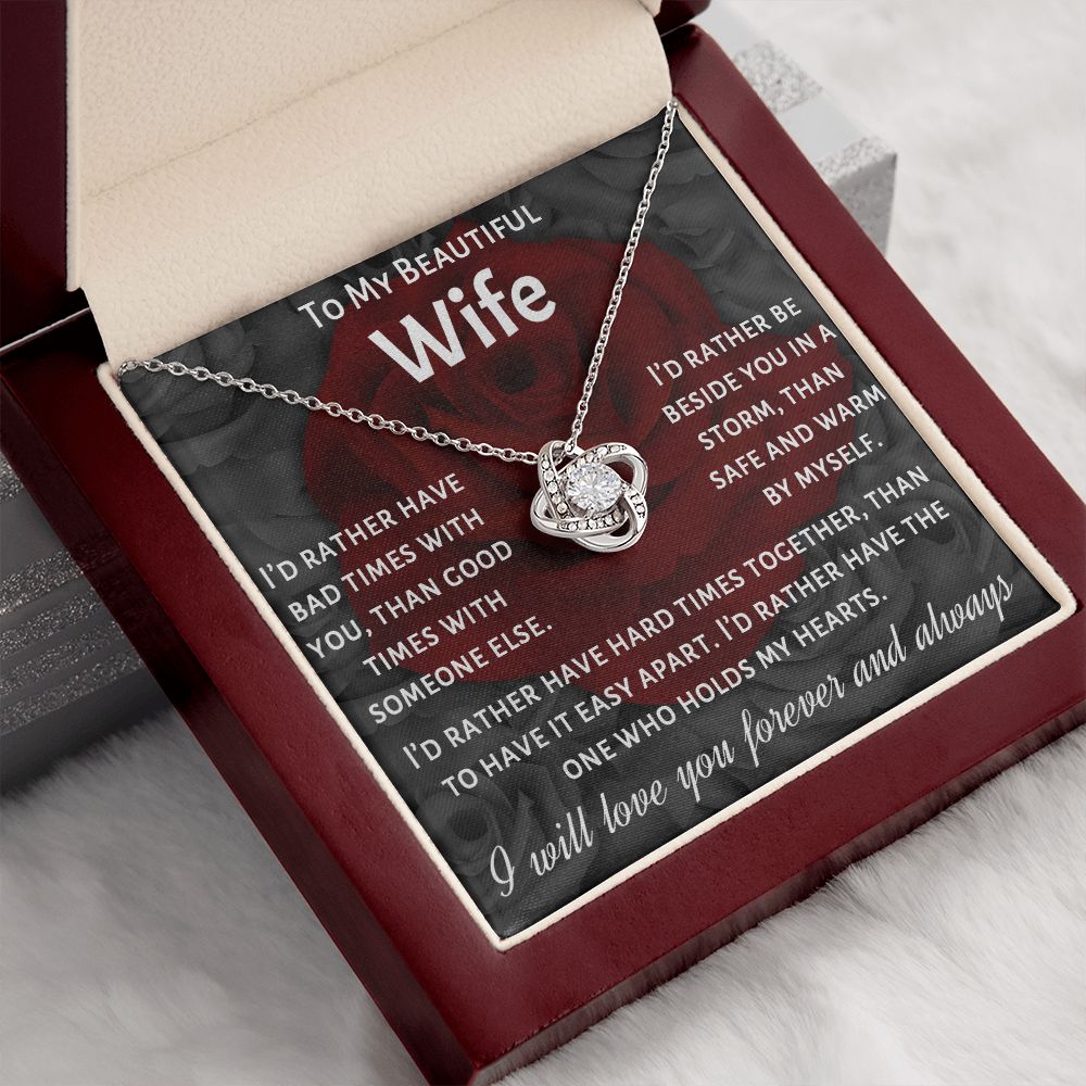 To My Beautiful Wife, I Will Love You Forever, Necklace For Wife With Message Card, Gift For Her