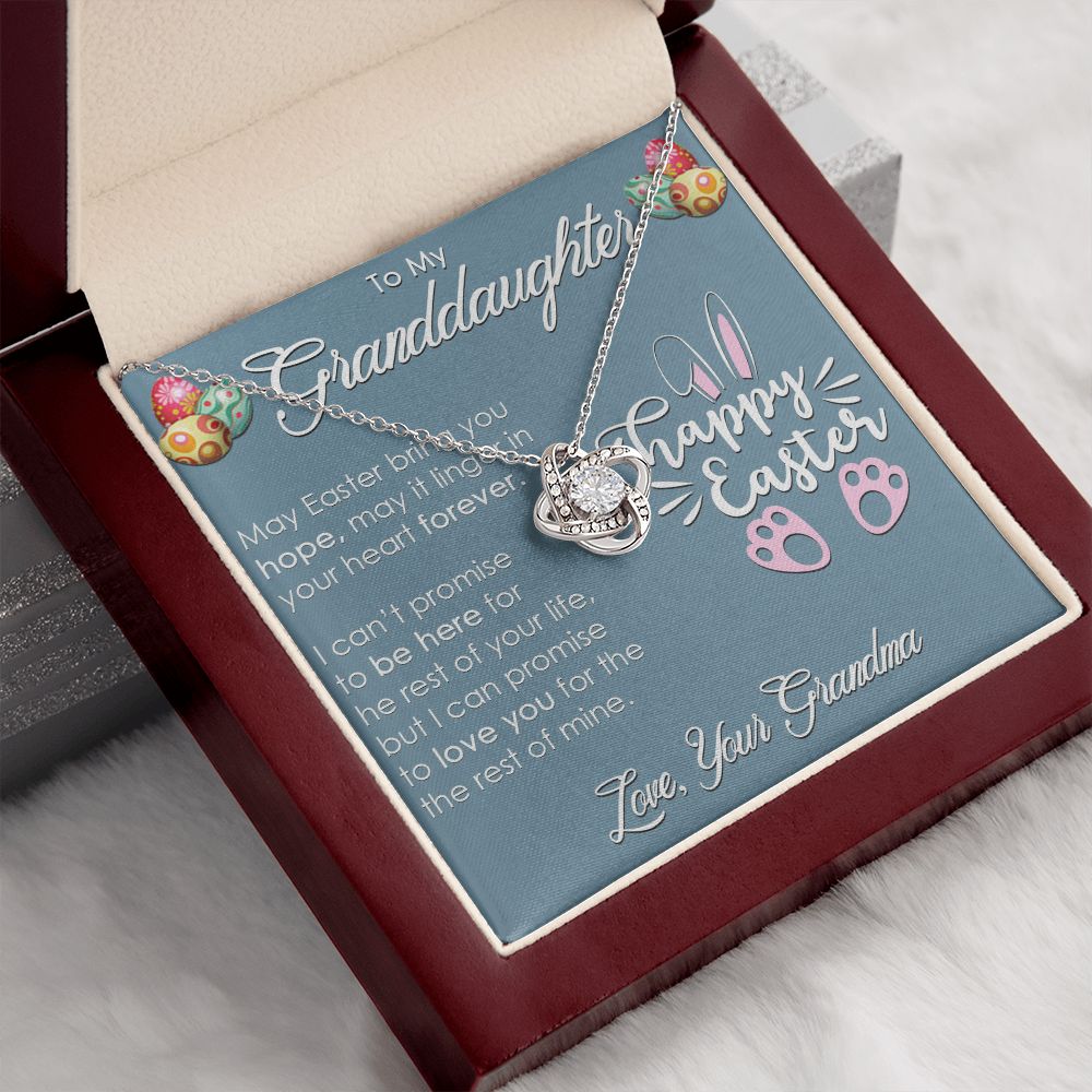 TO MY GRANDDAUGHTER, HAPPY EASTER, INTERLOCKING HEART NECKLACE WITH MESSAGE CARD, EASTER DAY GIFT FROM GRANDMOTHER