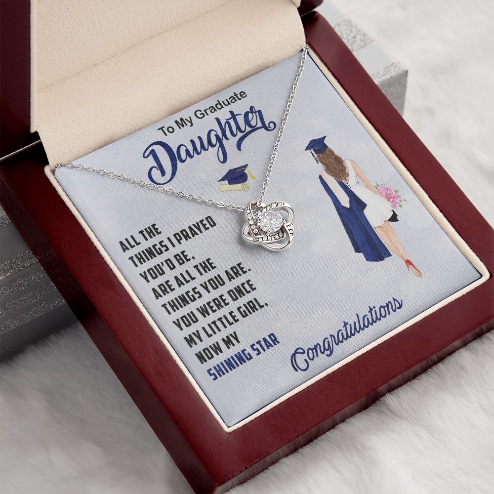 TO MY GRADUATE DAUGHTER, LOVE KNOT NECKLACE FOR DAUGHTER ON HER GRADUATION, FROM MOM/DAD, GRADUATION GIFT FOR HER