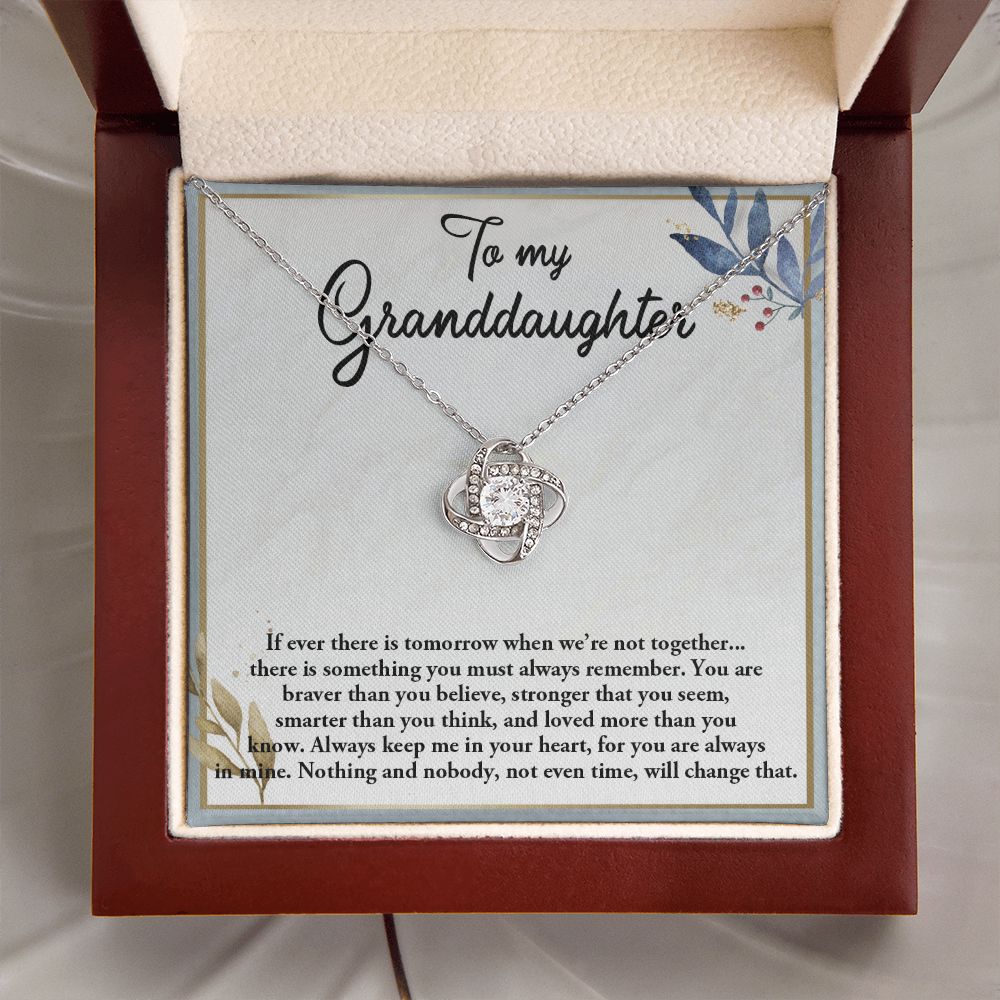 TO MY GRANDDAUGHTER, LOVE KNOT NECKLACE WITH MESSAGE CARD FOR GRANDDAUGHTER, BIRTHDAY GIFT FOR HER, FROM GRANDMA/GRANDPA