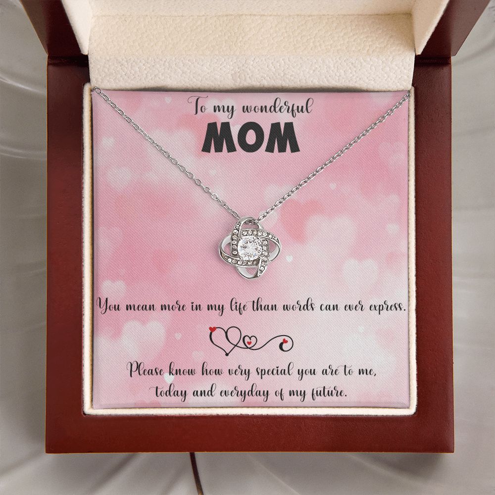 TO MY WONDERFUL MOM LOVE KNOT NECKLACE FOR MOM, NECKLACE WITH MESSAGE CARD, BIRTHDAY, MOTHER'S DAY GIFT FOR HER