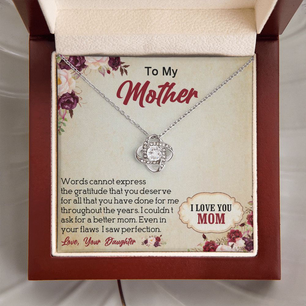 LOVE KNOT NECKLACE FOR MOM, NECKLACE WITH MESSAGE CARD, BIRTHDAY, MOTHER'S DAY GIFT FOR HER