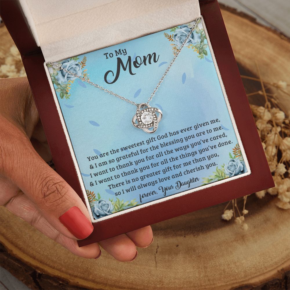 TO MY MOM LOVE KNOT NECKLACE FOR MOM, NECKLACE WITH MESSAGE CARD, BIRTHDAY, MOTHER'S DAY GIFT FOR HER