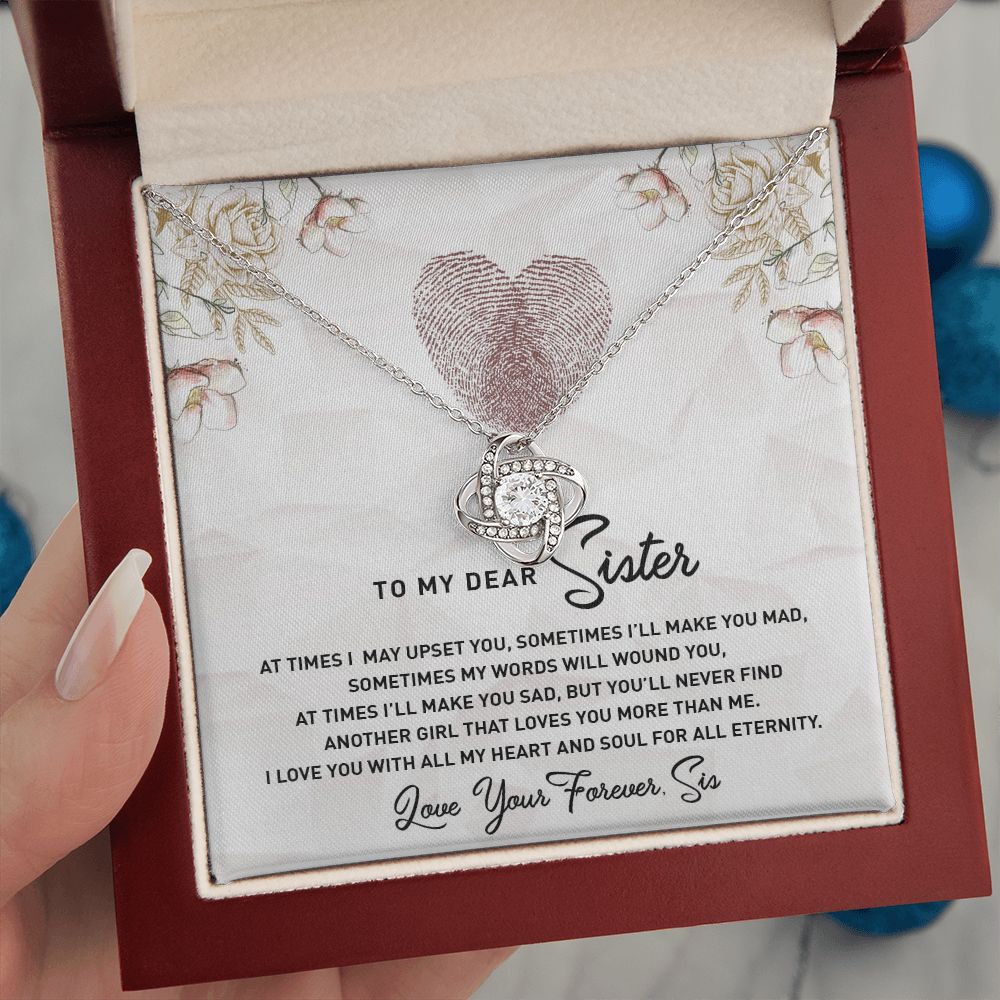 TO MY DEAR SISTER, LOVE KNOT NECKLACE FOR SISTER, FOREVER BEST FRIEND, BFF, BIRTHDAY/ FRIENDSHIP DAY GIFT FOR HER