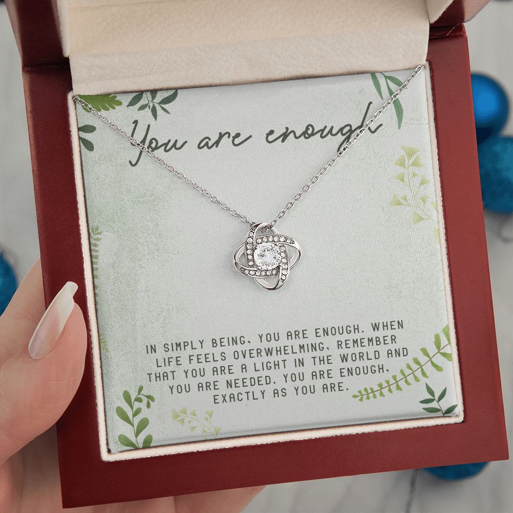 Love Knot Necklace WITH MESSAGE CARD, Gift To Self Motivate your loved ones, Let them know their value, Gift for all occasion, christmas, friendship day, etc