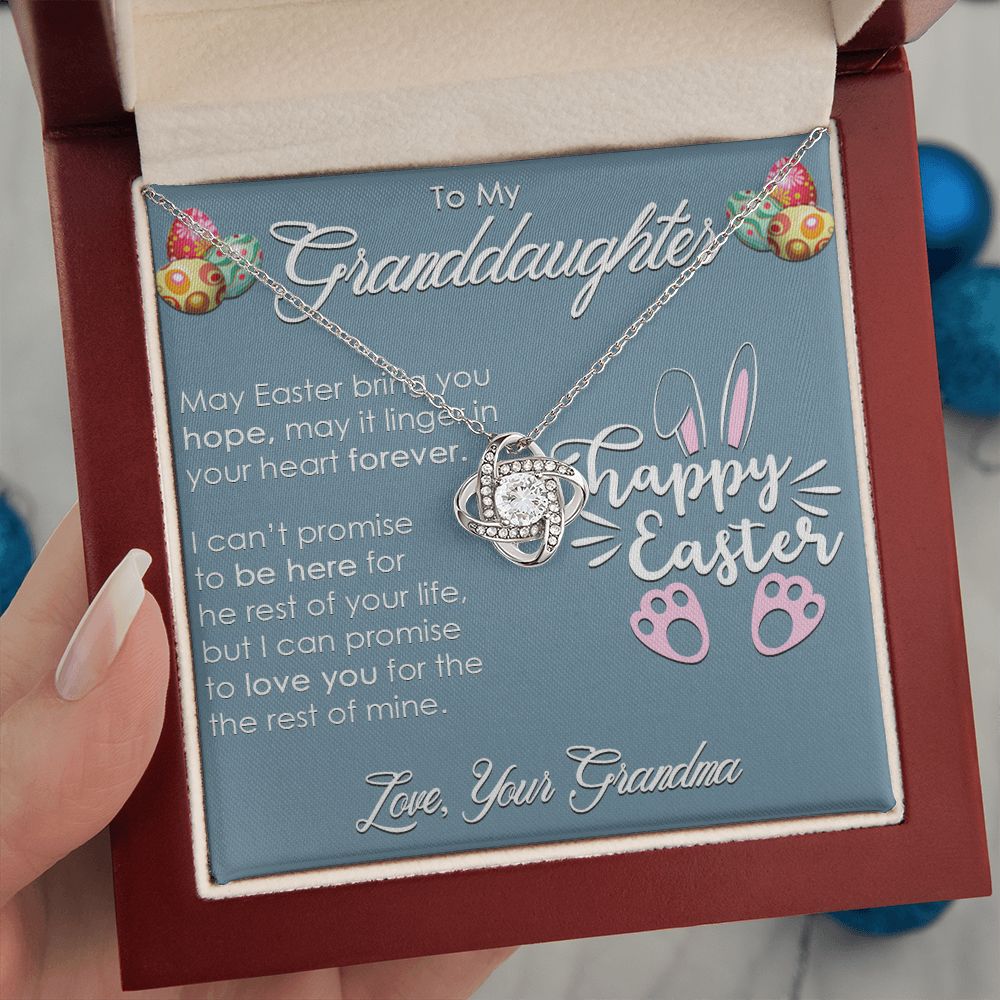 TO MY GRANDDAUGHTER, HAPPY EASTER, INTERLOCKING HEART NECKLACE WITH MESSAGE CARD, EASTER DAY GIFT FROM GRANDMOTHER