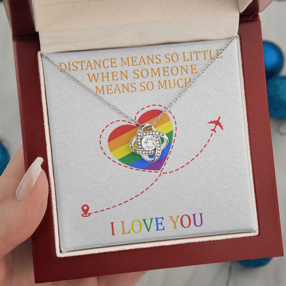 I LOVE YOU, LOVE KNOT NECKLACE FOR SOULMATE, FOR YOUR LGBTQ PARTNER, WITH MESSAGE CARD, PRIDE NECKLACE,