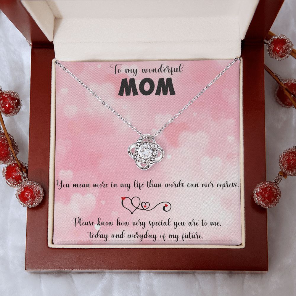 TO MY WONDERFUL MOM LOVE KNOT NECKLACE FOR MOM, NECKLACE WITH MESSAGE CARD, BIRTHDAY, MOTHER'S DAY GIFT FOR HER