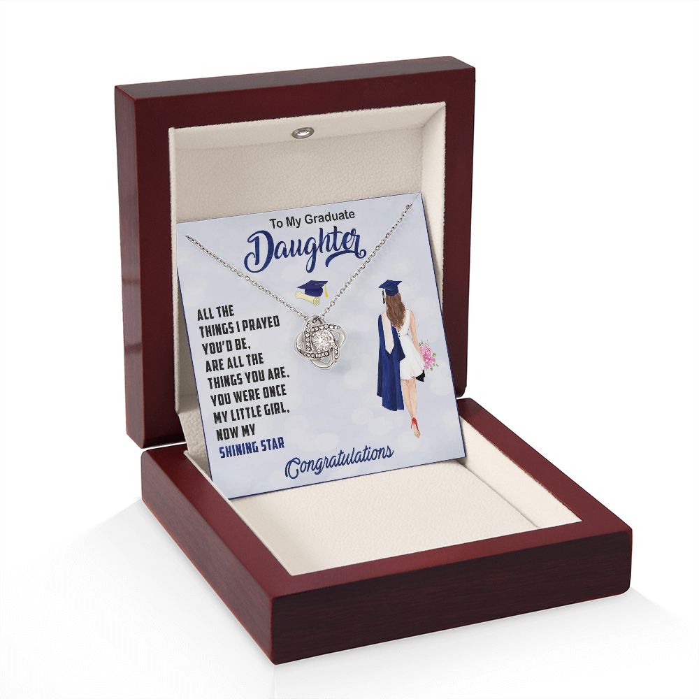 TO MY GRADUATE DAUGHTER, LOVE KNOT NECKLACE FOR DAUGHTER ON HER GRADUATION, FROM MOM/DAD, GRADUATION GIFT FOR HER