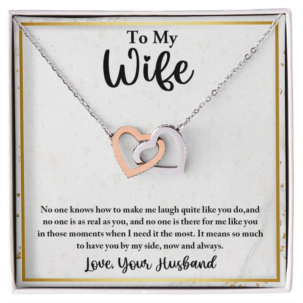 To My Wife, Interlocking Hearts Necklace, For Wife With Message Card, Birthday, Valentine's Day Gift For Her