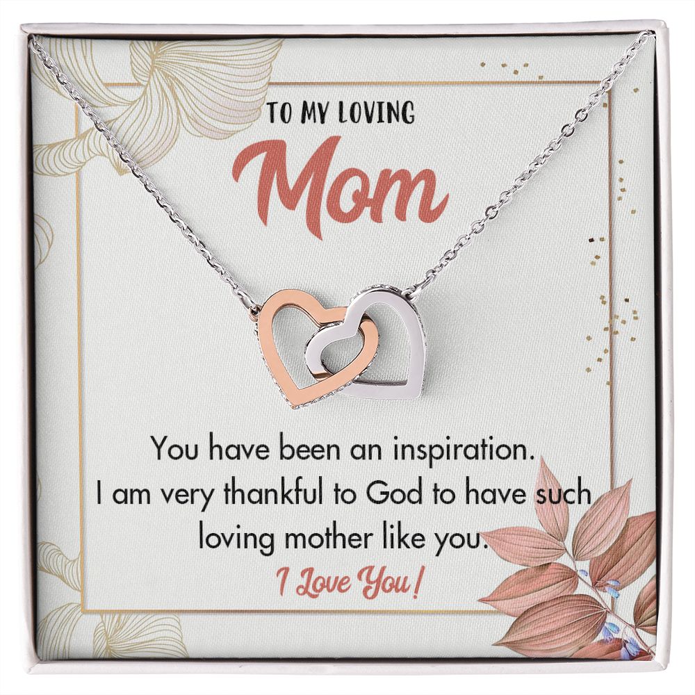 TO MY LOVING MOM, INTERLOCKING HEART NECKLACE FOR MOM, NECKLACE WITH MESSAGE CARD, BIRTHDAY, MOTHER'S DAY GIFT FOR HER
