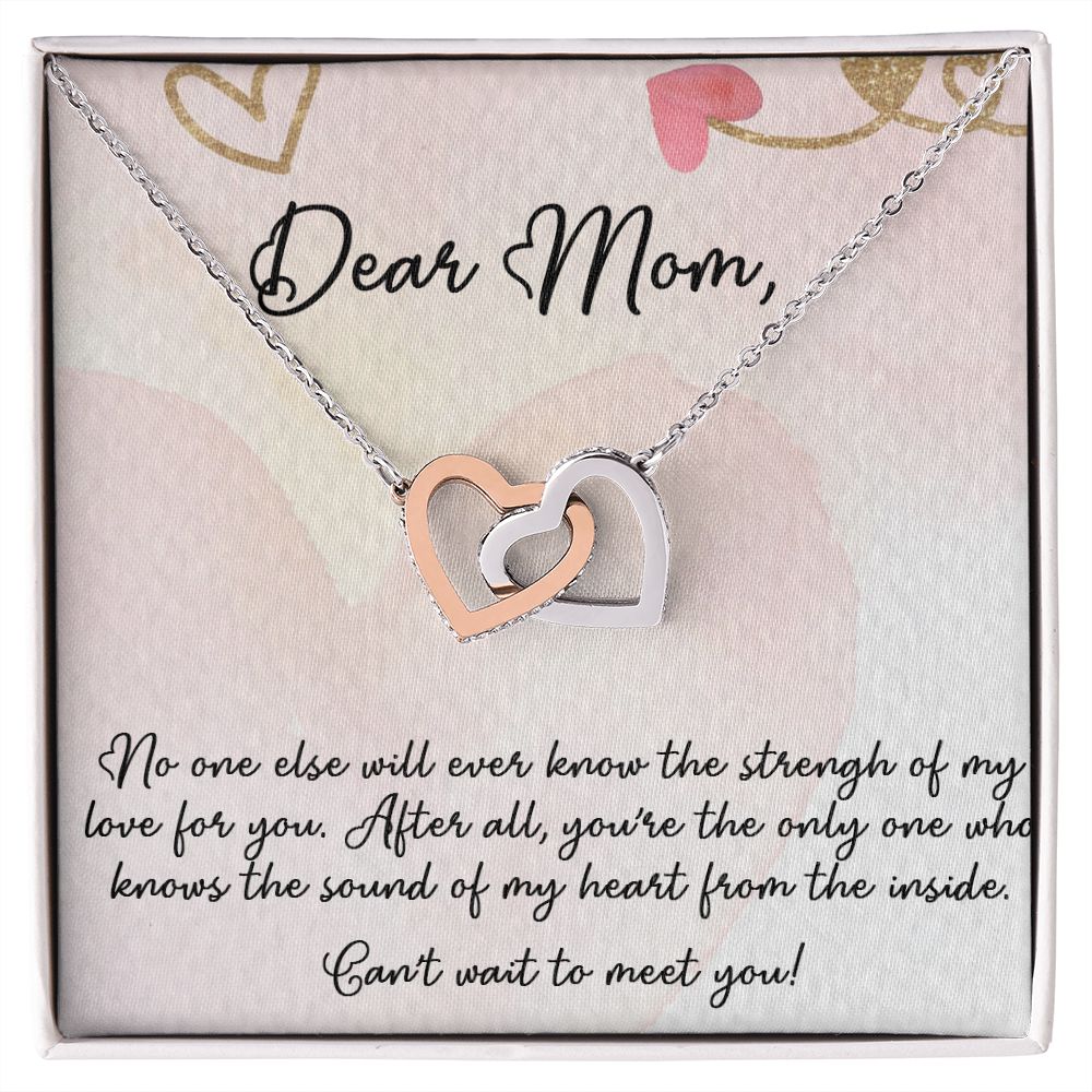 DEAR MOM, INTERLOCKING HEART NECKLACE FOR MOM TO BE, NECKLACE WITH MESSAGE CARD, BIRTHDAY, MOTHER'S DAY GIFT FOR HER