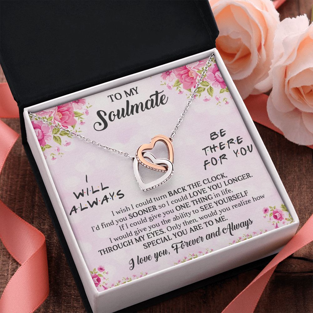 I WILL ALWAYS BE THERE FOR YOU, INTERLOCKING HEART NECKLACE, FOR COUPLES, BIRTHDAY GIFT FOR HER, NECKLACE WITH MESSAGE CARD