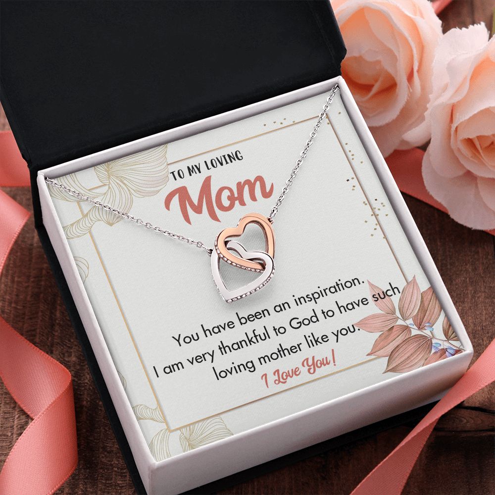 TO MY LOVING MOM, INTERLOCKING HEART NECKLACE FOR MOM, NECKLACE WITH MESSAGE CARD, BIRTHDAY, MOTHER'S DAY GIFT FOR HER