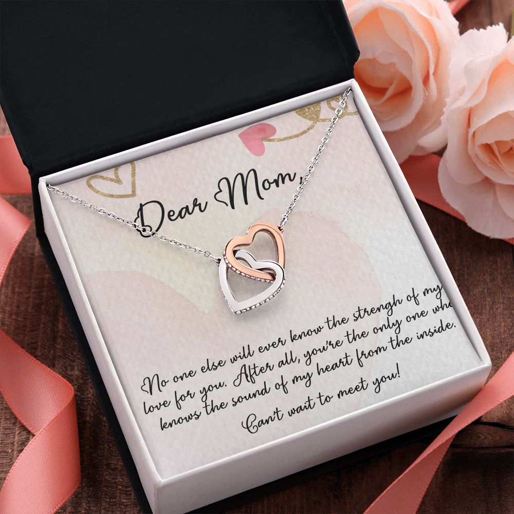DEAR MOM, INTERLOCKING HEART NECKLACE FOR MOM TO BE, NECKLACE WITH MESSAGE CARD, BIRTHDAY, MOTHER'S DAY GIFT FOR HER
