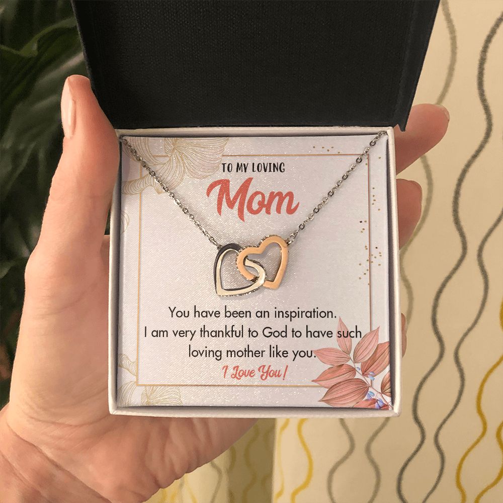 TO MY LOVING MOM, INTERLOCKING HEART NECKLACE FOR MOM, NECKLACE WITH MESSAGE CARD, BIRTHDAY, MOTHER'S DAY GIFT FOR HER